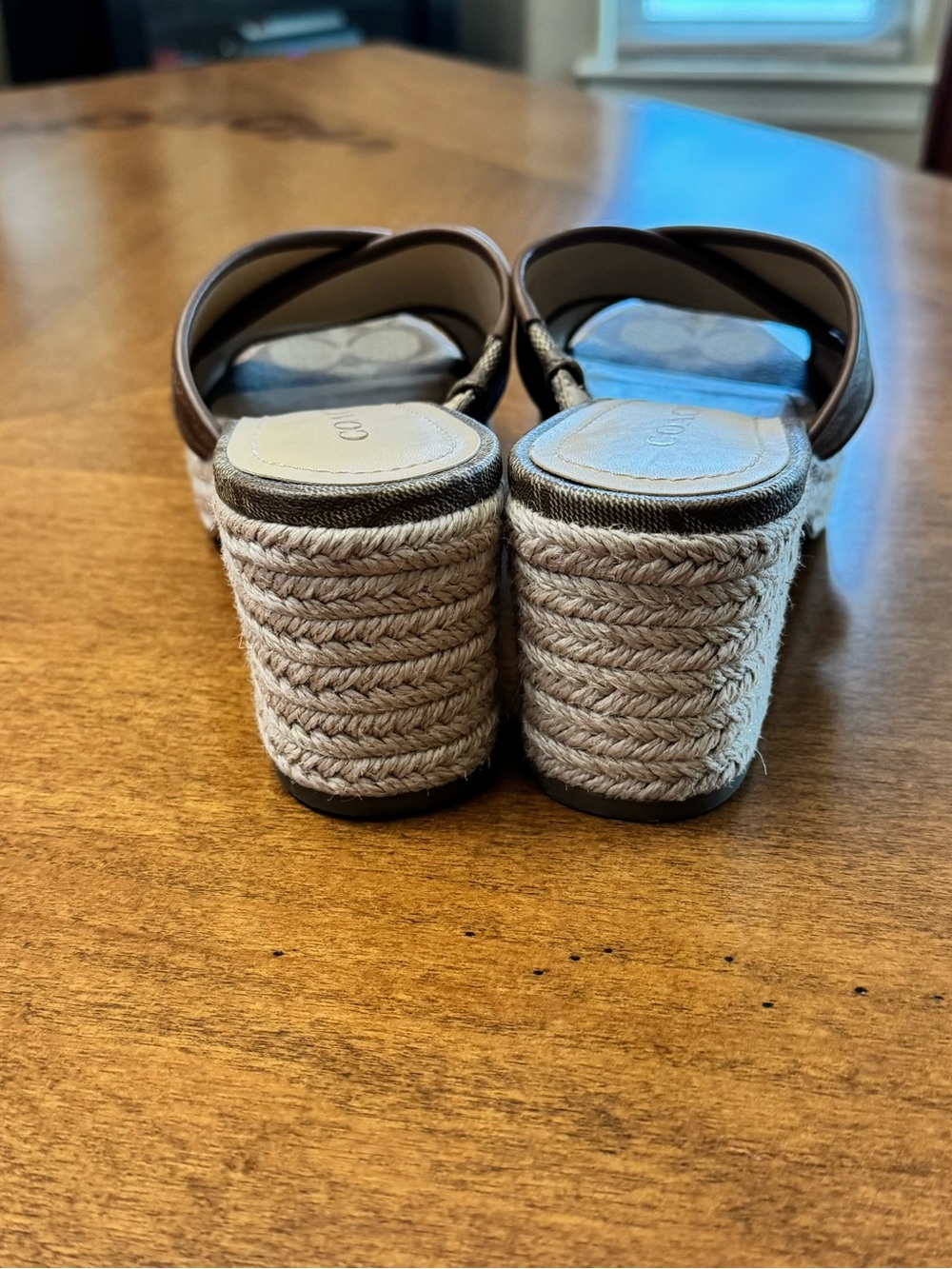 Coach Brown Signature Canvas Crisscross Espadrille Mules - Picture 3 of 4